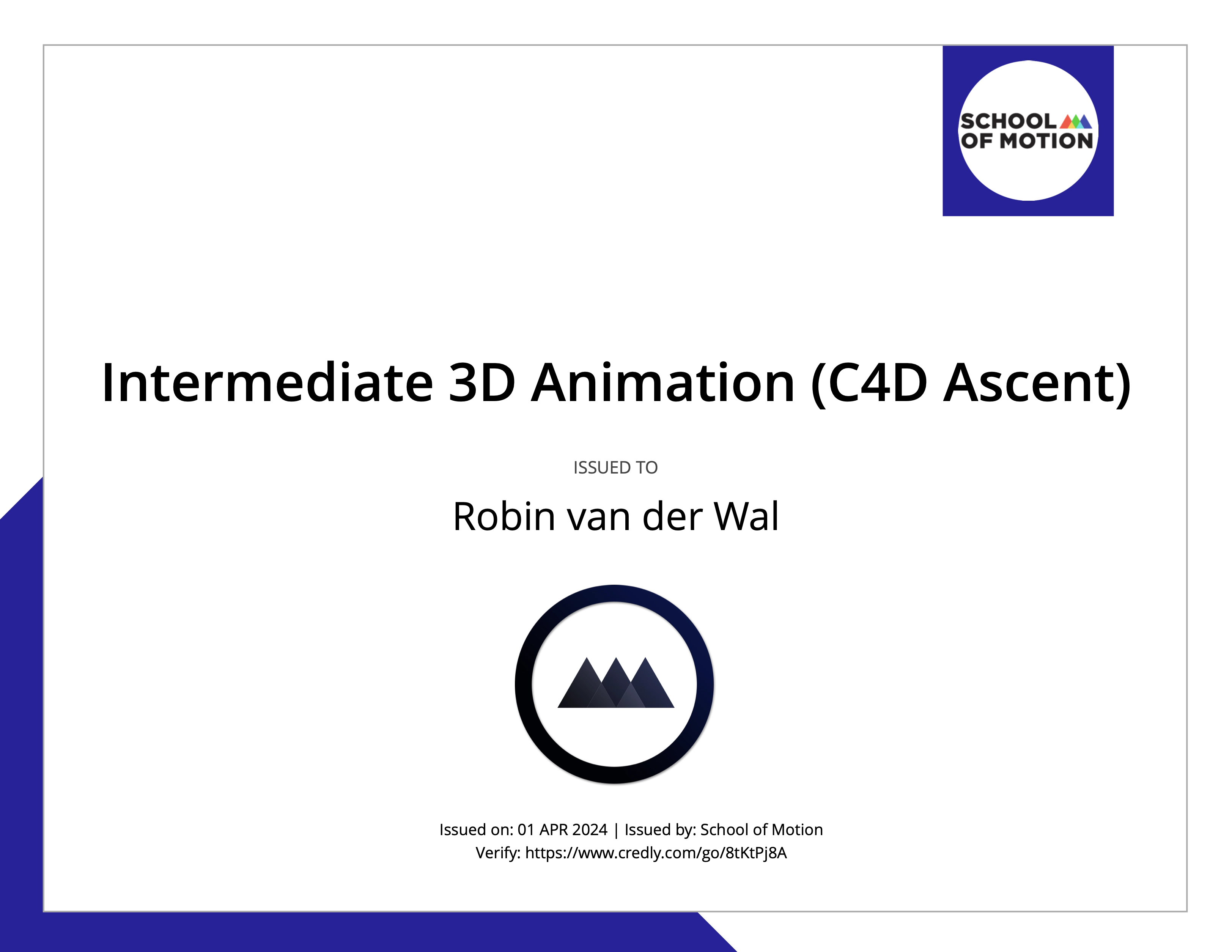 Cinema 4D Accent Certificate — Robin van der Wal